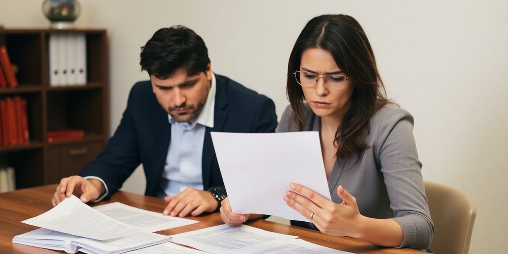 Couple discussing finances during divorce.